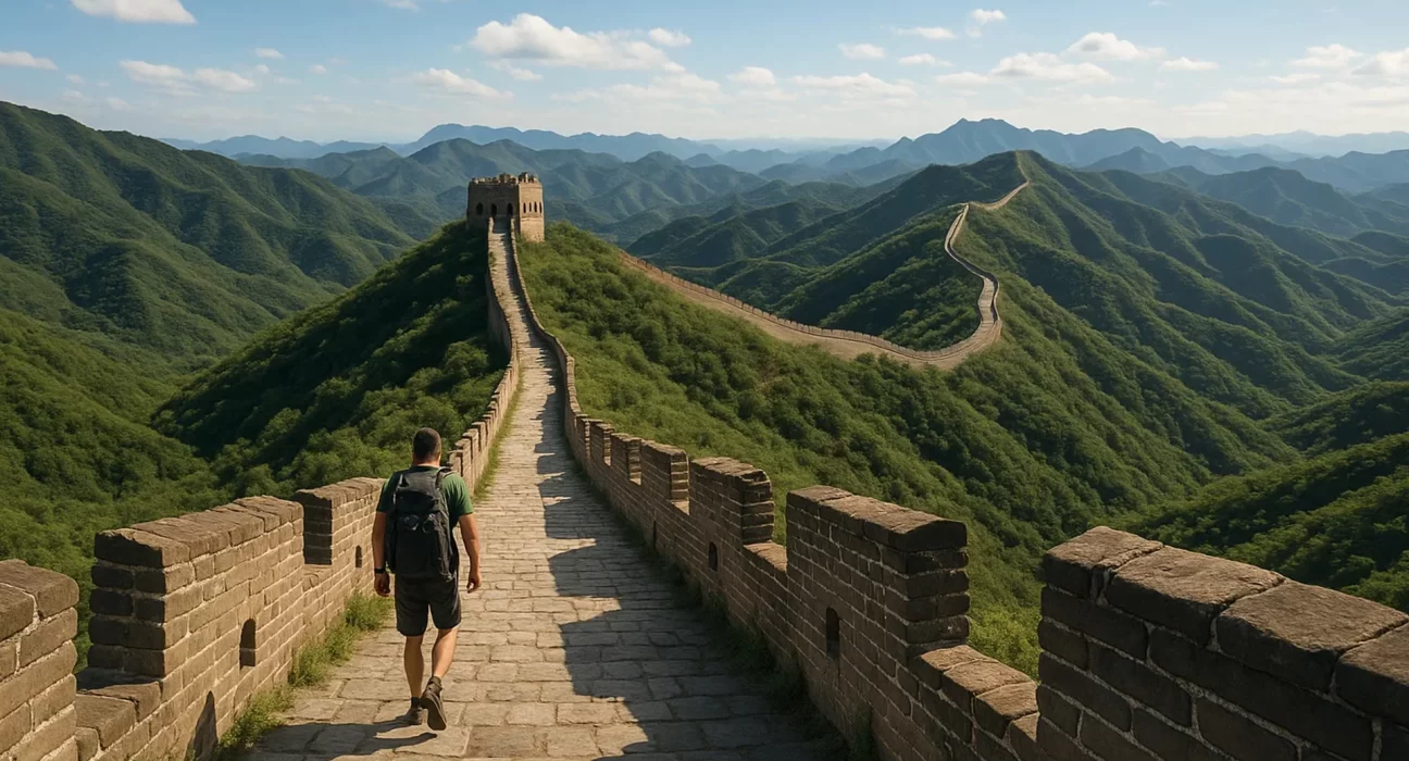 A man walking at the Great Wall of China - The Viralog